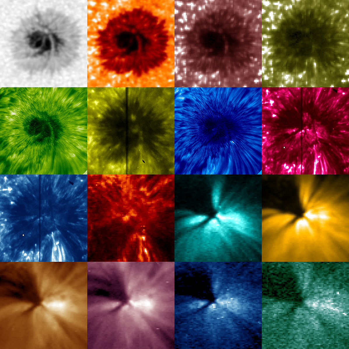 Scientists used data from NASA’s Solar Dynamics Observatory, NASA’s Interface Region Imaging Spectrograph, and the Big Bear Solar Observatory to track a solar wave as it channeled upwards from the sun’s surface into the atmosphere. Credits: Zhao et al/NASA/SDO/IRIS/BBSO Scientists used data from NASA’s Solar Dynamics Observatory, NASA’s Interface Region Imaging Spectrograph, and the Big Bear Solar Observatory to track a solar wave as it channeled upwards from the sun’s surface into the atmosphere. Credits: Zhao et al/NASA/SDO/IRIS/BBSO